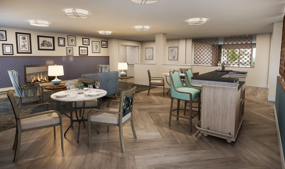 A cozy restaurant interior with stylish seating and elegant decor.