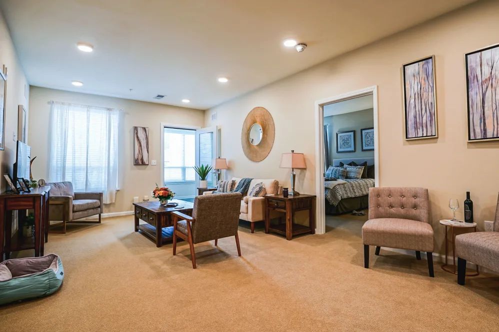 A cozy and modern living room with comfortable furniture and tasteful decor.