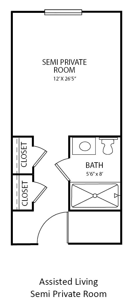 A floor plan featuring a bathroom with dimensions and two closets.