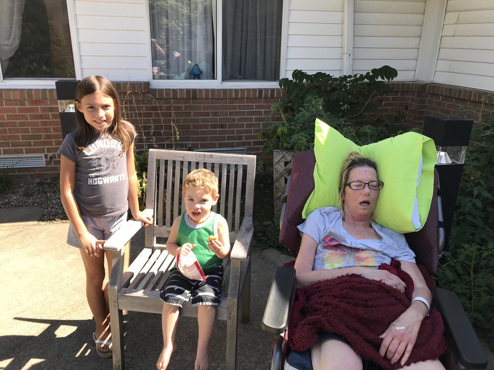 Family enjoying a sunny day outside.