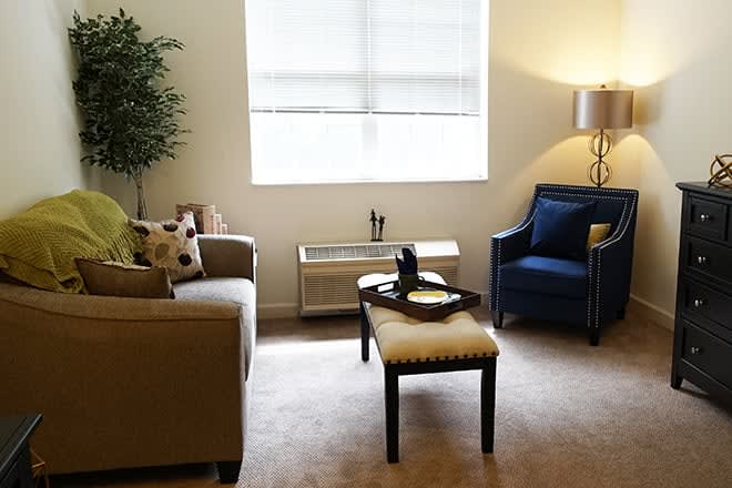 A cozy living room with comfortable seating and natural lighting.