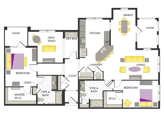 A detailed floor plan of a home showing various rooms and their placements.