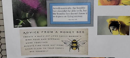 A collection of inspirational quotes and advice featuring a honey bee.
