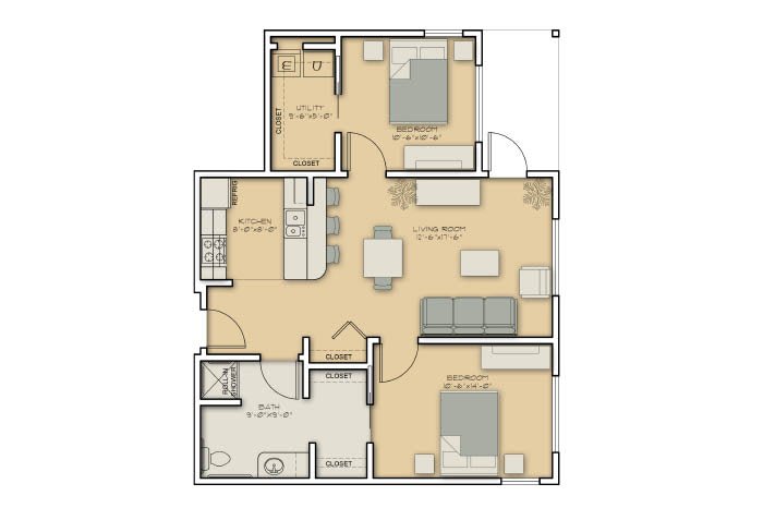 A detailed floor plan of a residential apartment layout.