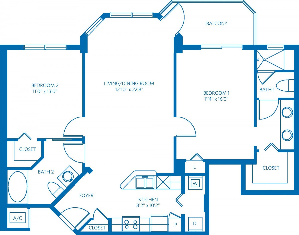 A detailed floor plan illustrating the layout of a residential space with labeled rooms and dimensions.