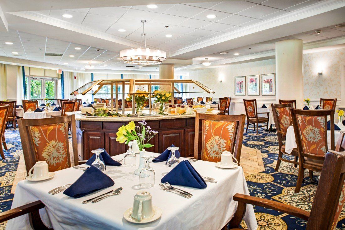 An elegant restaurant dining room with neatly arranged tables and sophisticated dcor.