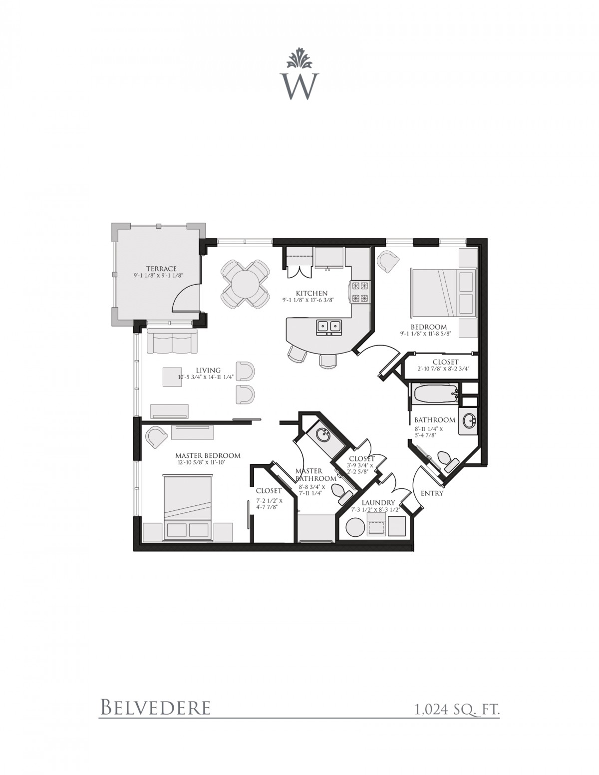 A detailed floor plan of an apartment showing various rooms and their layout.