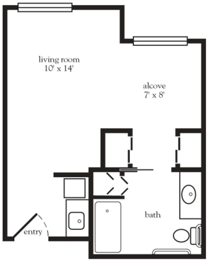 A floor plan of an apartment showing living room, balcony, and bathroom dimensions.