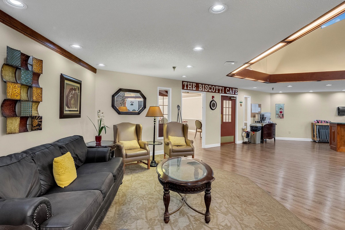 A well-furnished living room with comfortable seating and tasteful decor.