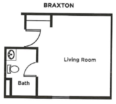Simple floor plan of an apartment with a living room and bathroom.