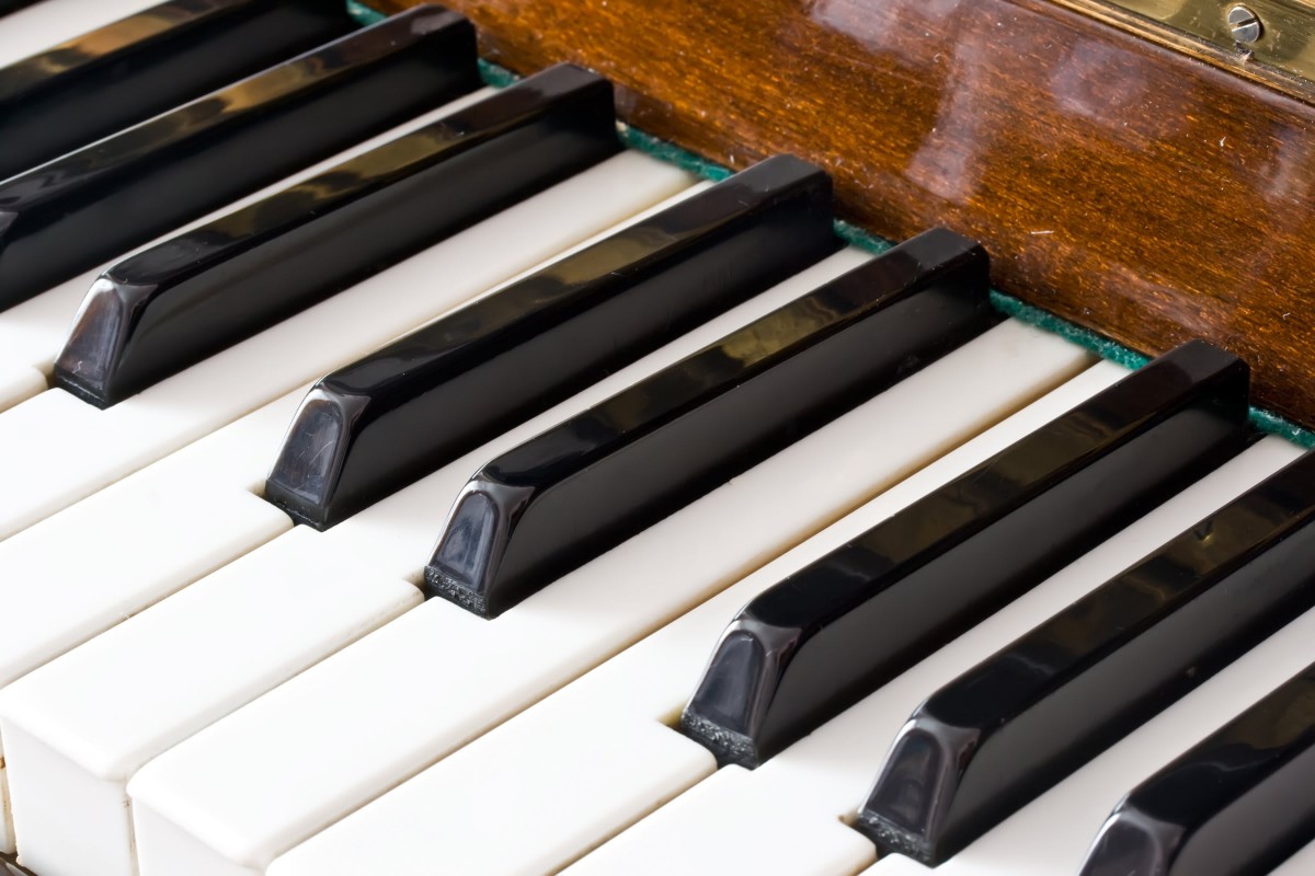 Close-up of piano keys displaying black and white arrangement.