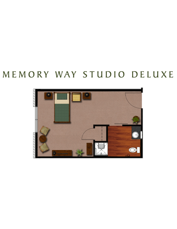 Floor plan of a Memory Way Studio Deluxe apartment.