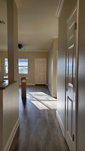 A bright and inviting interior space showcasing natural light streaming through the windows.