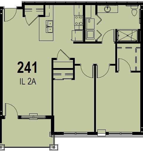 An architectural floor plan of an apartment unit labeled '241 IL 2A'.