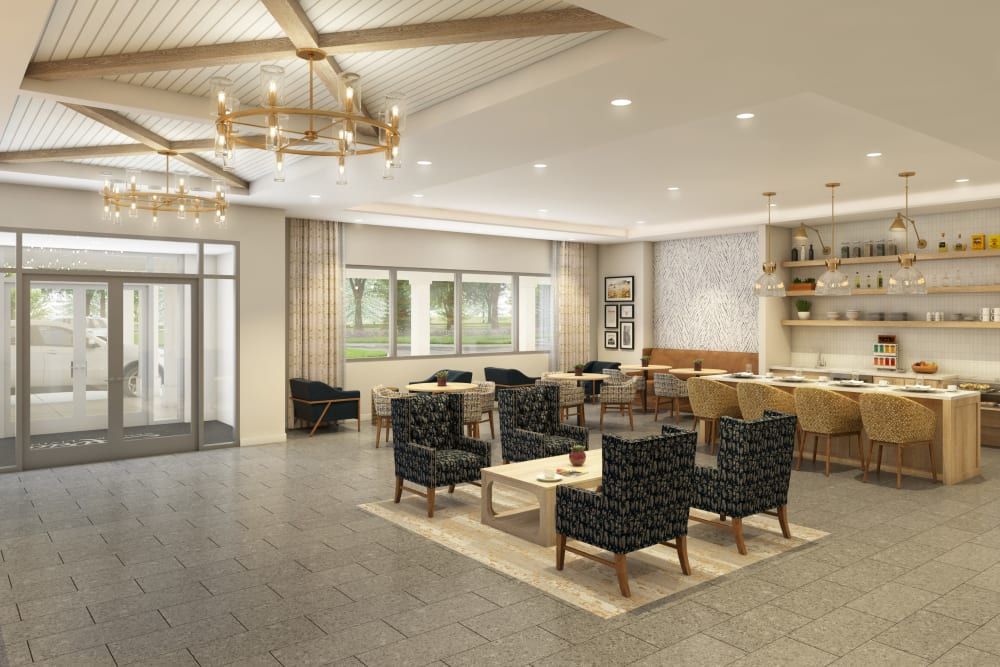 A modern lobby with stylish seating and contemporary lighting.