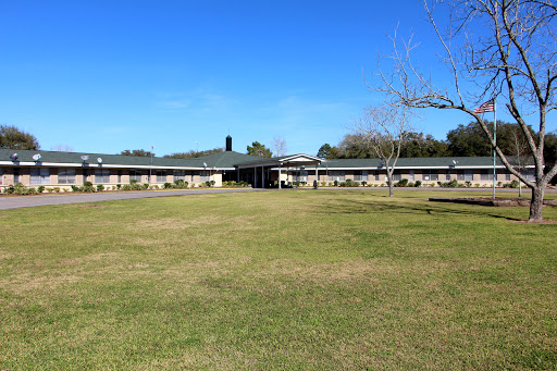 A serene view of a modern building set against a vibrant blue sky and lush green grass.