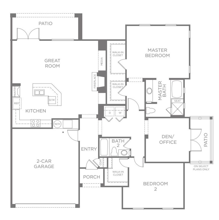 A detailed floor plan of a residential home, featuring multiple rooms and designated areas.