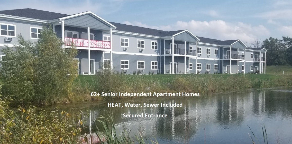 Senior independent apartment homes with heat, water, and sewer included.