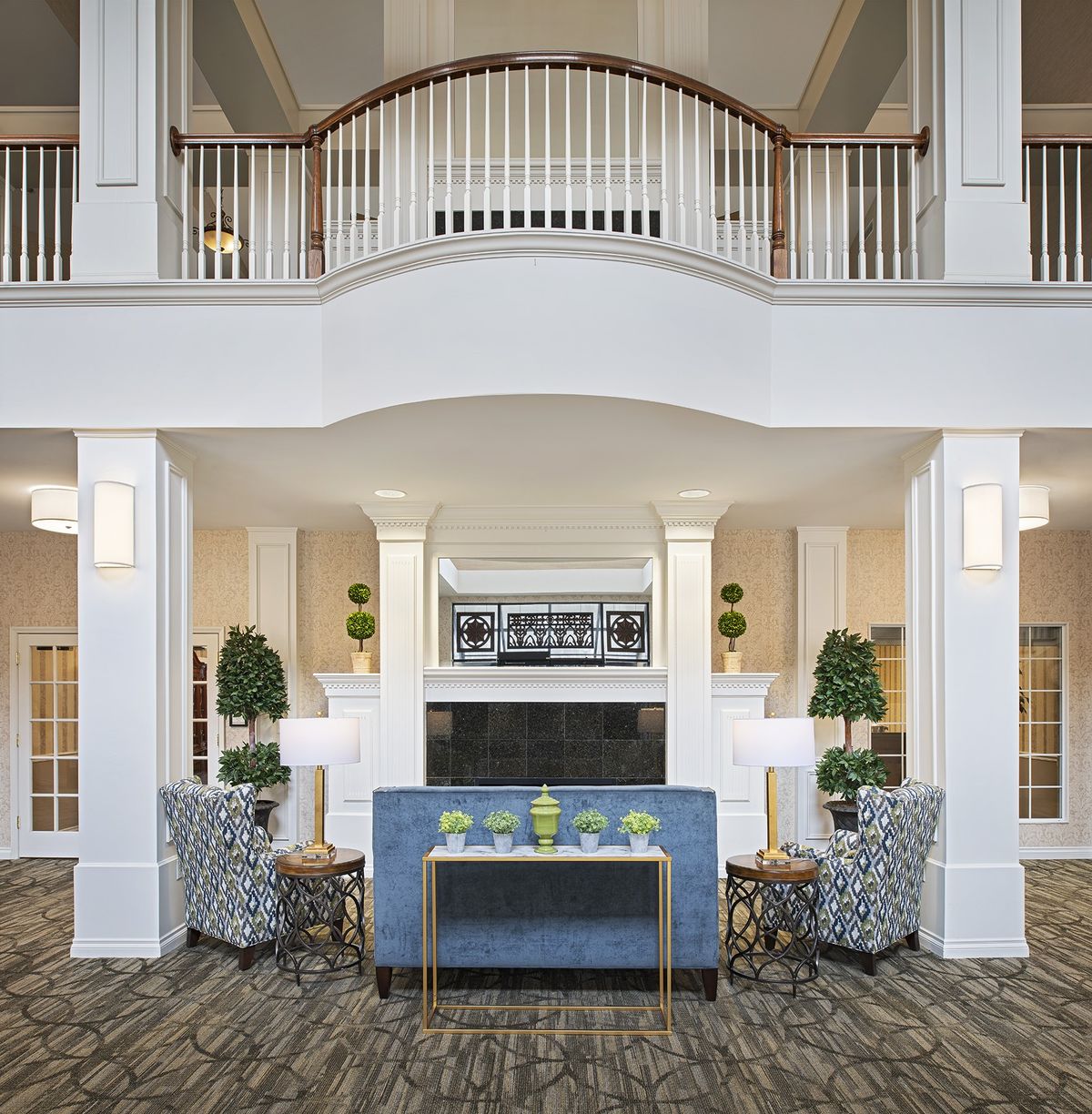A luxurious and elegantly designed lobby area with modern furniture and sophisticated decor.