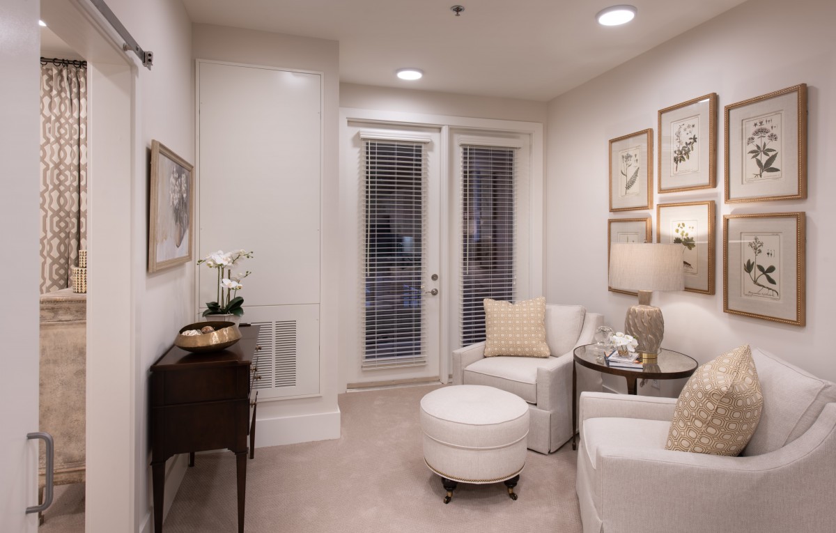 A cozy and modern living room with stylish decor and comfortable seating.
