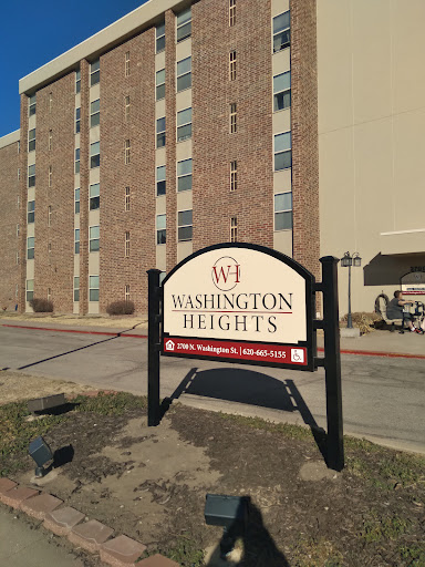Sign indicating the Washington Heights residential complex.