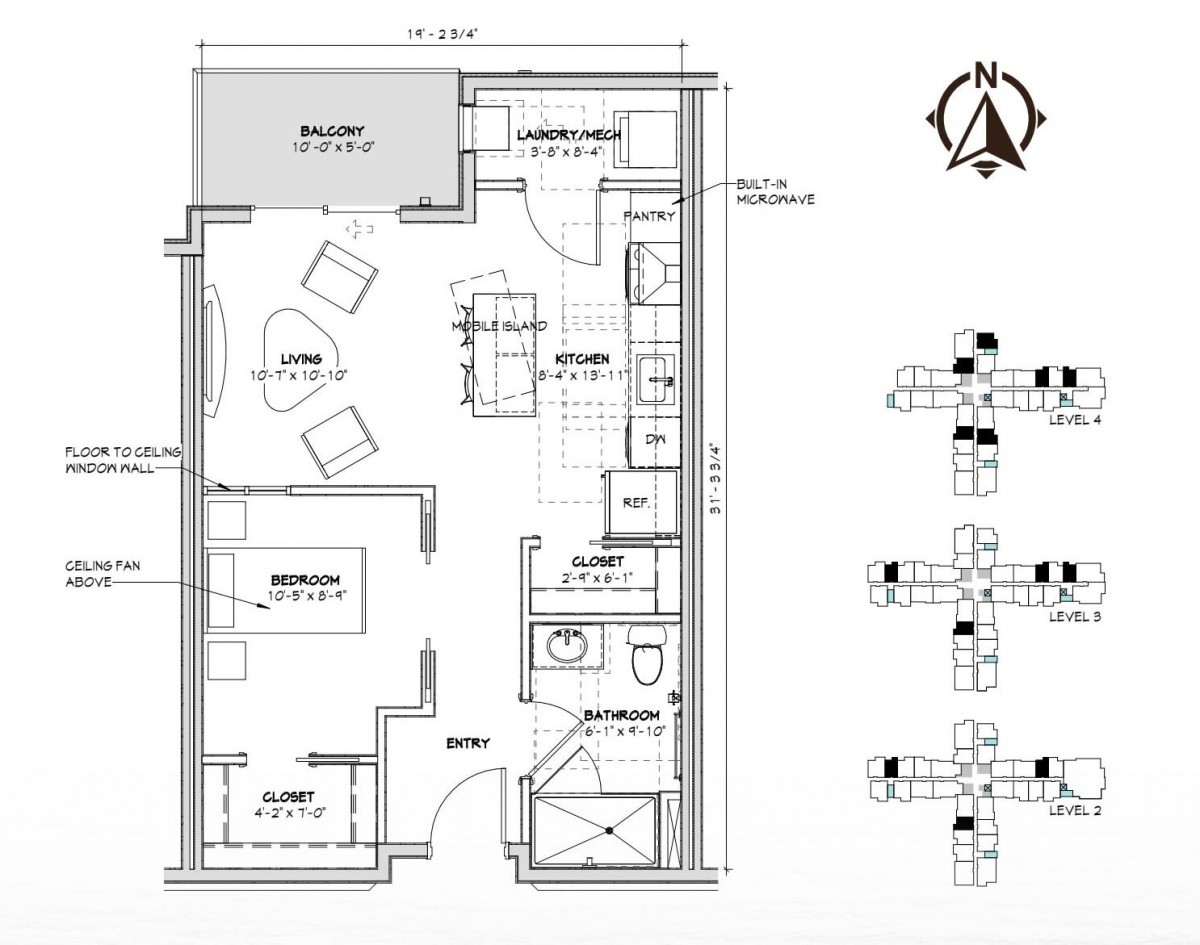 A detailed architectural floor plan of an apartment layout, illustrating rooms and dimensions.