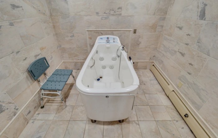 A hydrotherapy bathtub in a wellness or medical facility.