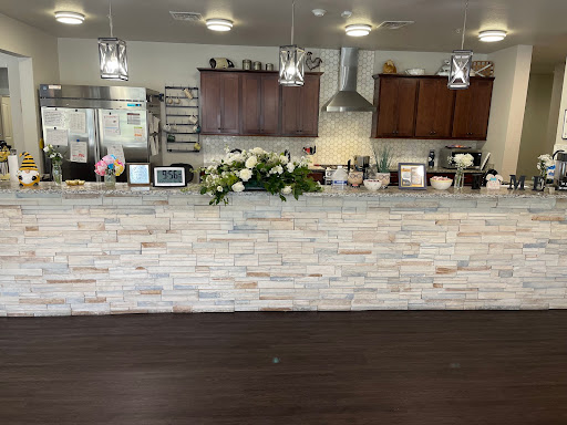 A modern kitchen featuring a stylish countertop, elegant decor, and well-organized appliances.