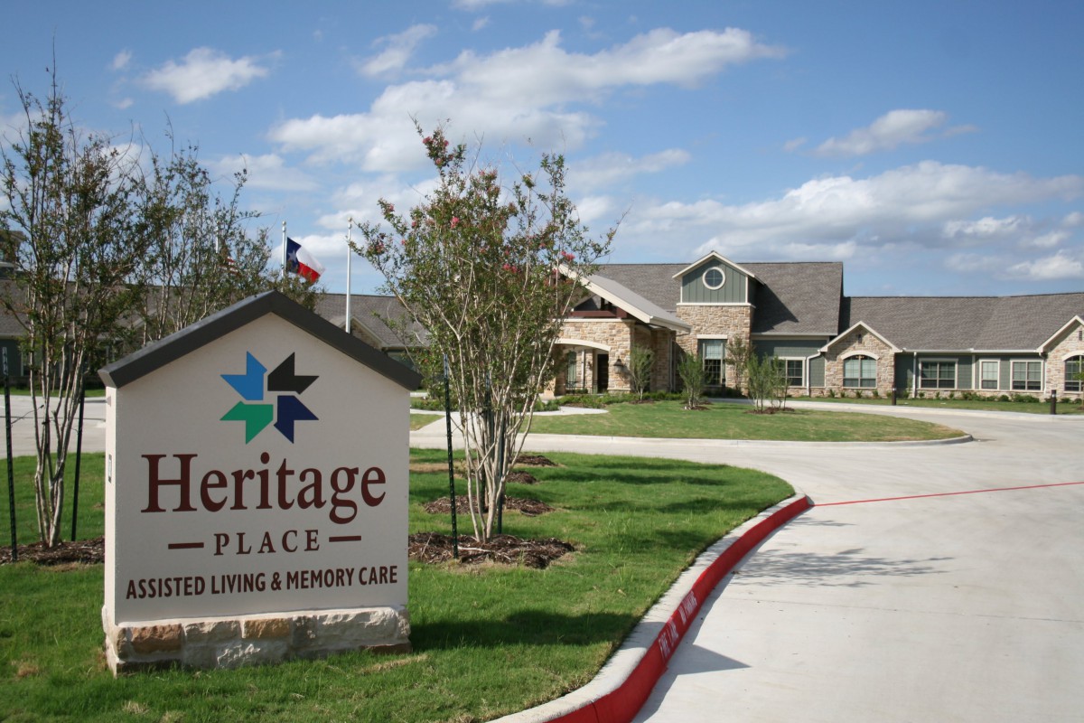 Entrance to Heritage Place, a facility for assisted living and memory care.
