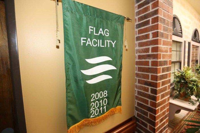 A green banner labeled 'Flag Facility' with years 2008, 2010, and 2011 displayed, indicating recognition or awards during those years.