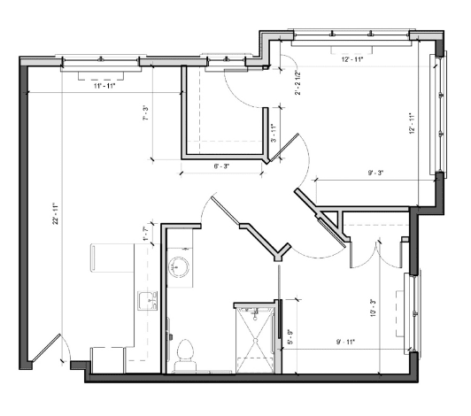 Architectural floor plan showing the layout of rooms and spaces.