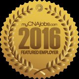 A gold badge awarded by myCNAjobs.com for being a featured employer in 2016.