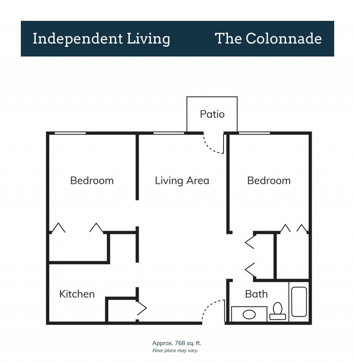 Floor plan for an independent living apartment at The Colonnade.