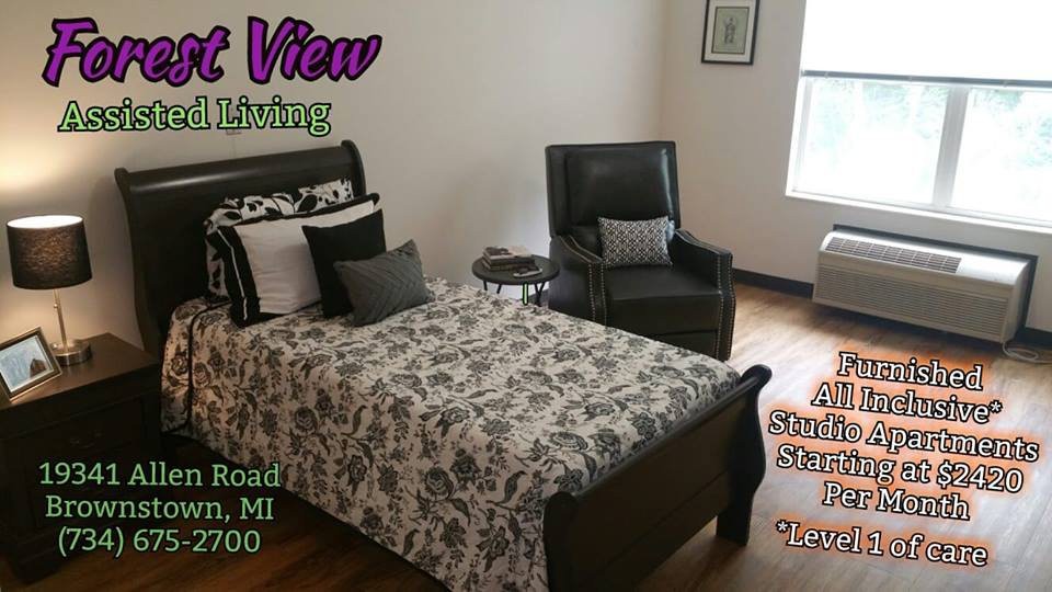 Cozy bedroom interior with a bed and armchair, featured in a living space advertisement.