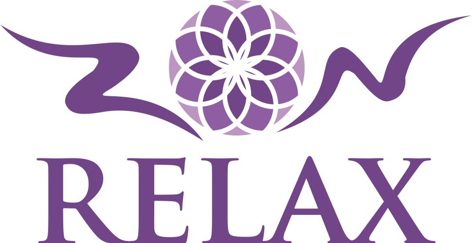A purple logo featuring an abstract flower design.