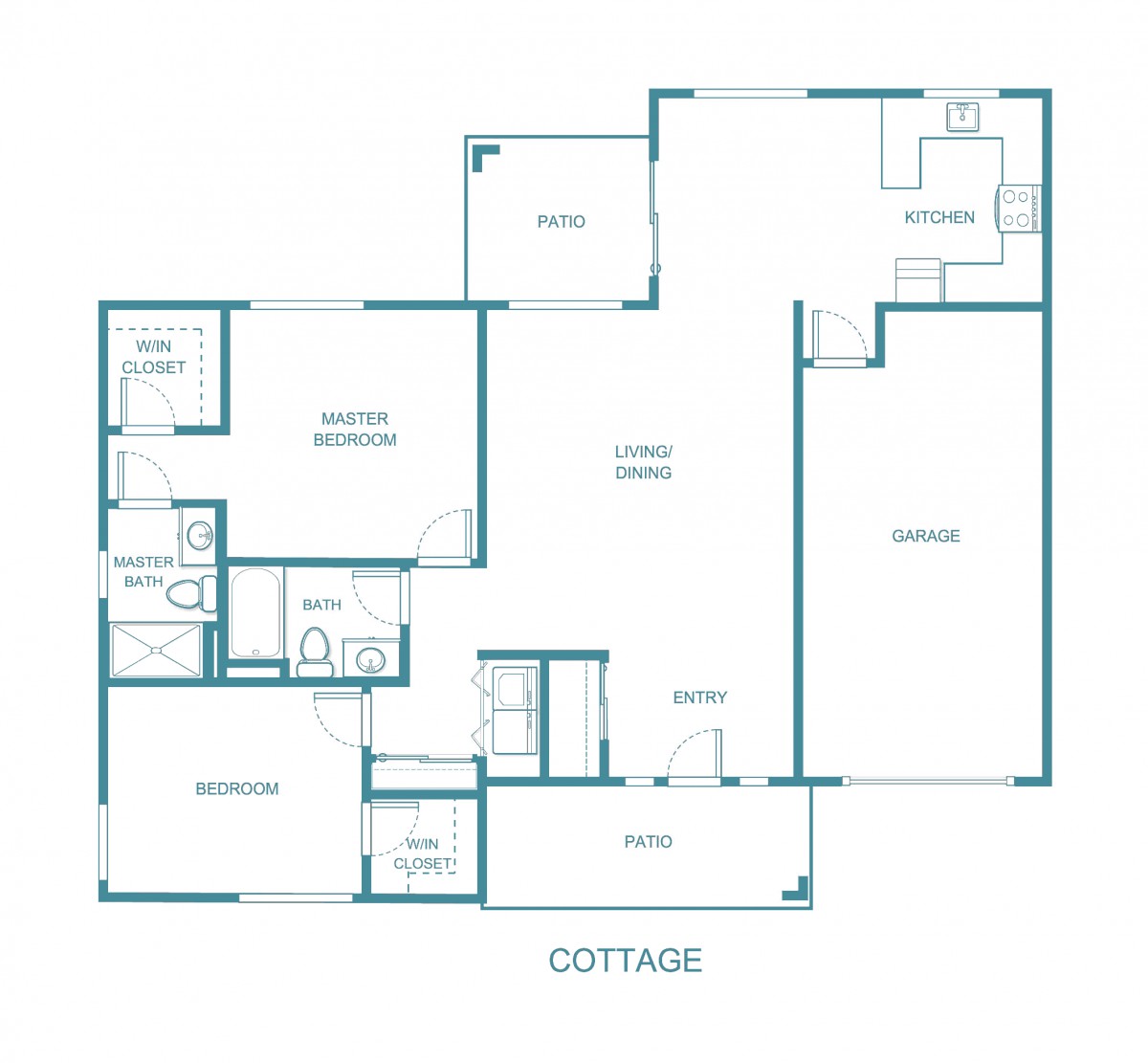 A detailed floor plan of a residential cottage.