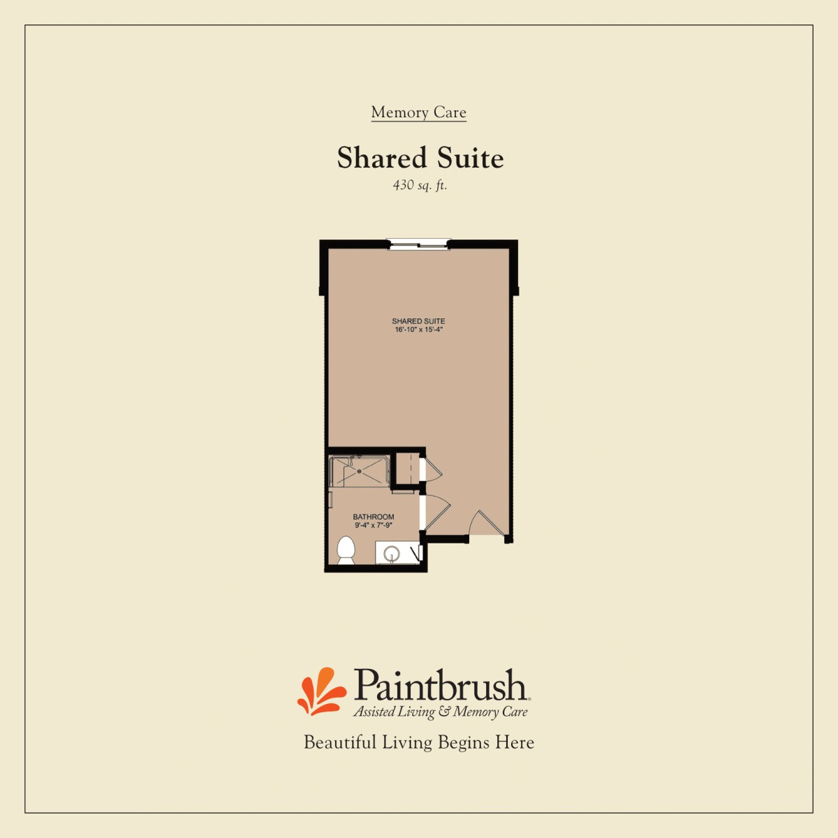 Blueprint of a shared suite layout from Paintbrush Assisted Living Memory Care.