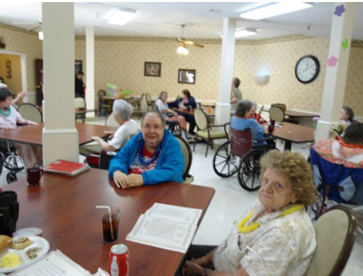 Seniors enjoying their time together in a communal space.