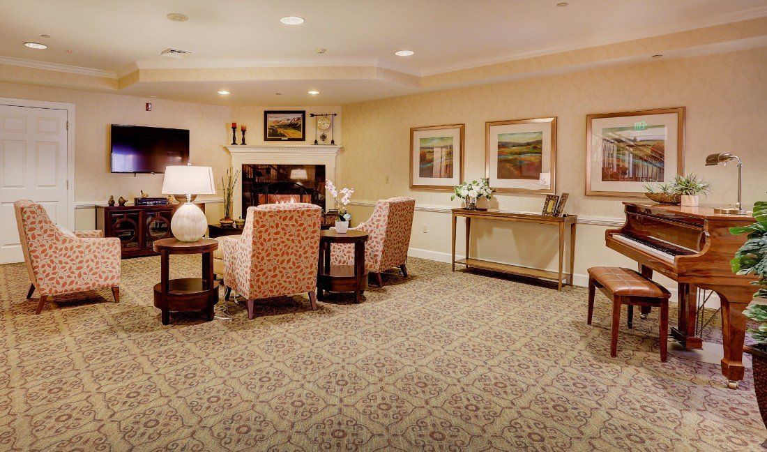 A cozy living room with elegant decor and comfortable seating.