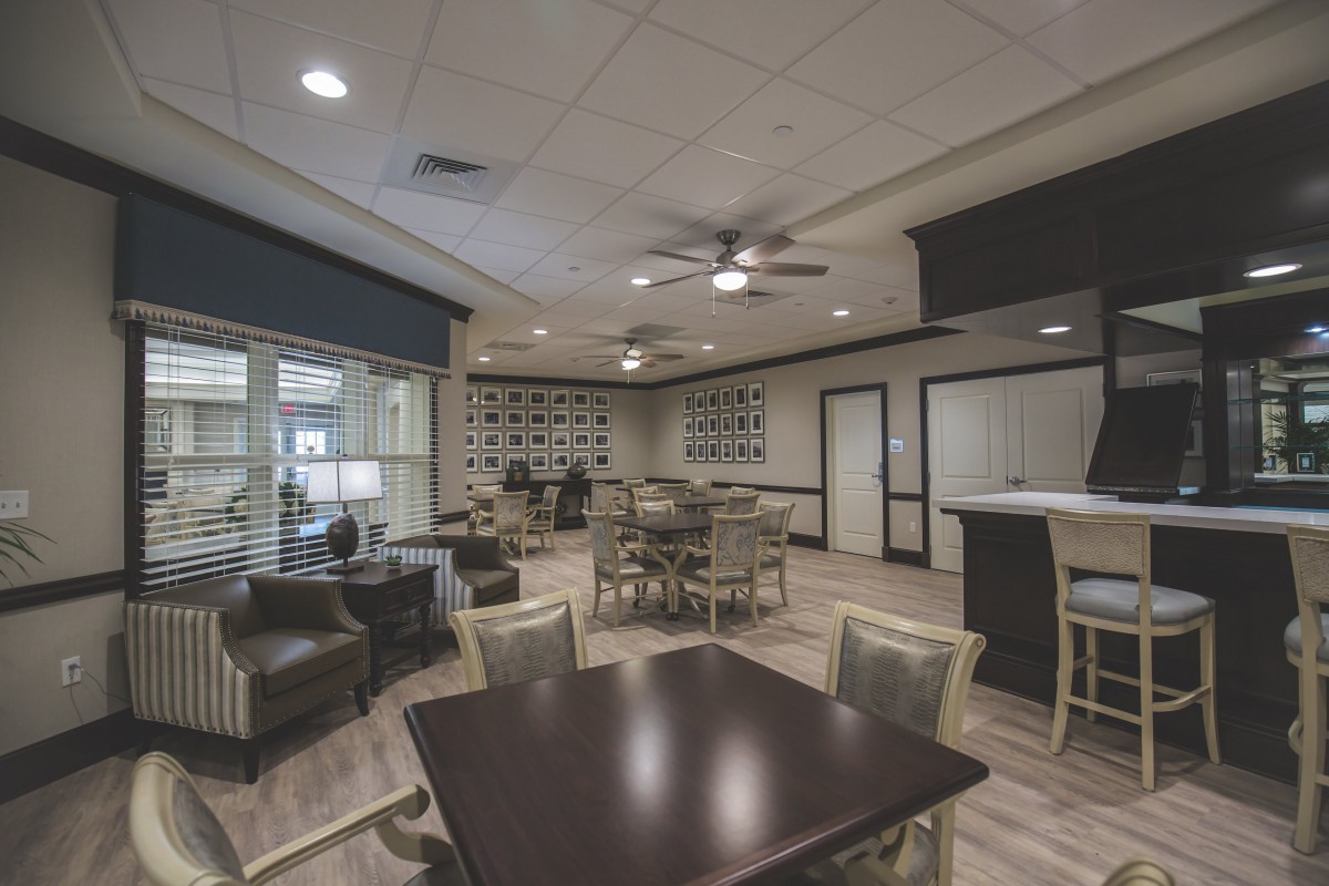 A modern lounge area with comfortable seating and a sleek design.