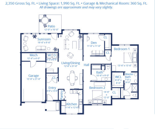 Blueprint of a residential home showcasing the layout of rooms and spaces.