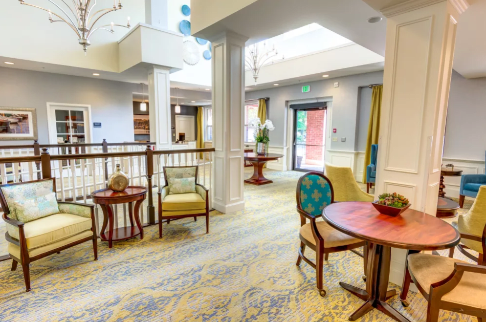 A bright and inviting lobby area with comfortable seating and elegant decor.
