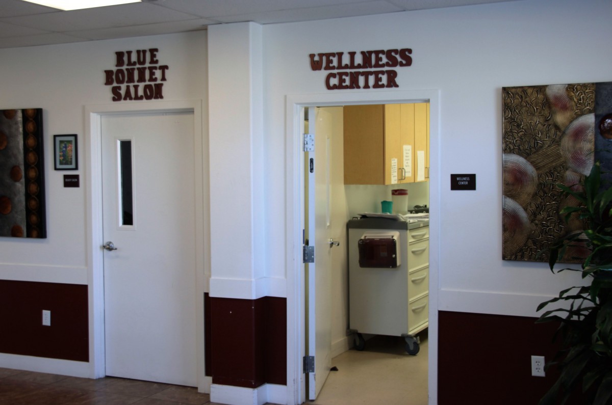 Entrance to Blue Bonnet Salon and Wellness Center.