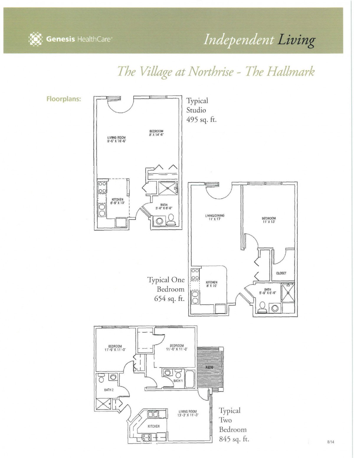 Floor plans for different types of apartment units in The Village at Panthera - The Hallmark.
