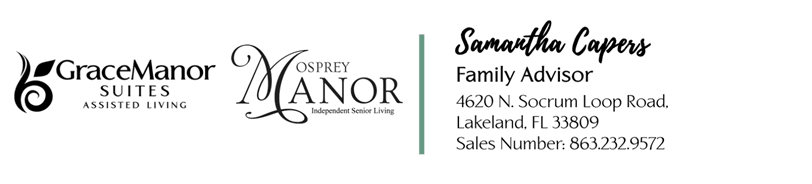 Business card for Osprey Manor, an independent senior living community.