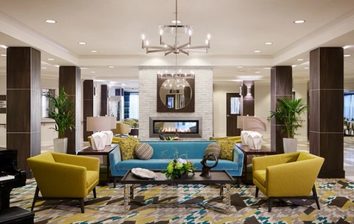 A luxurious living room with stylish furniture and elegant decor.