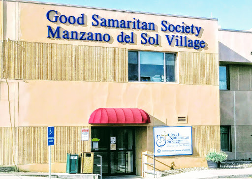 Entrance of the Good Samaritan Society Manzano del Sol Village, a community-focused healthcare facility.