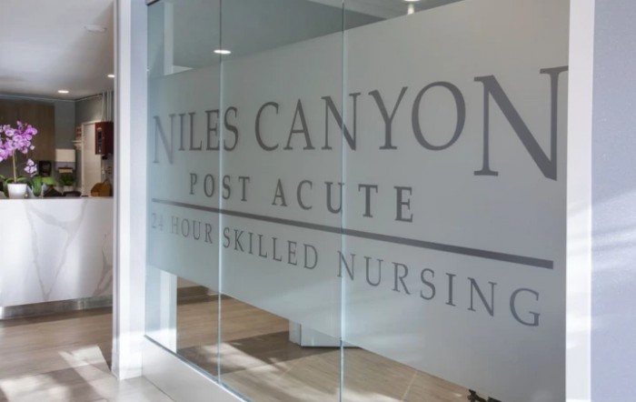 Entrance to Niles Canyon Post Acute skilled nursing facility.
