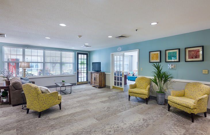 A modern living room with comfortable seating and abundant natural light.
