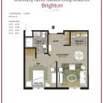 A floor plan of a one-bedroom apartment with a living area, kitchen, and bathroom.